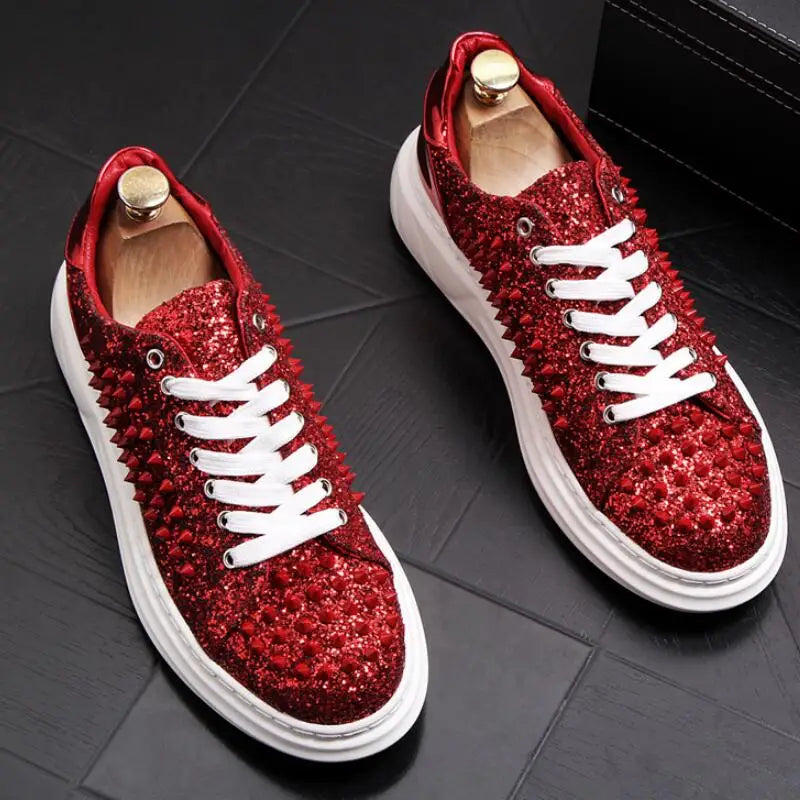 Men's loafers fashion rivets men's shoes punk sequins fashion casual shoes