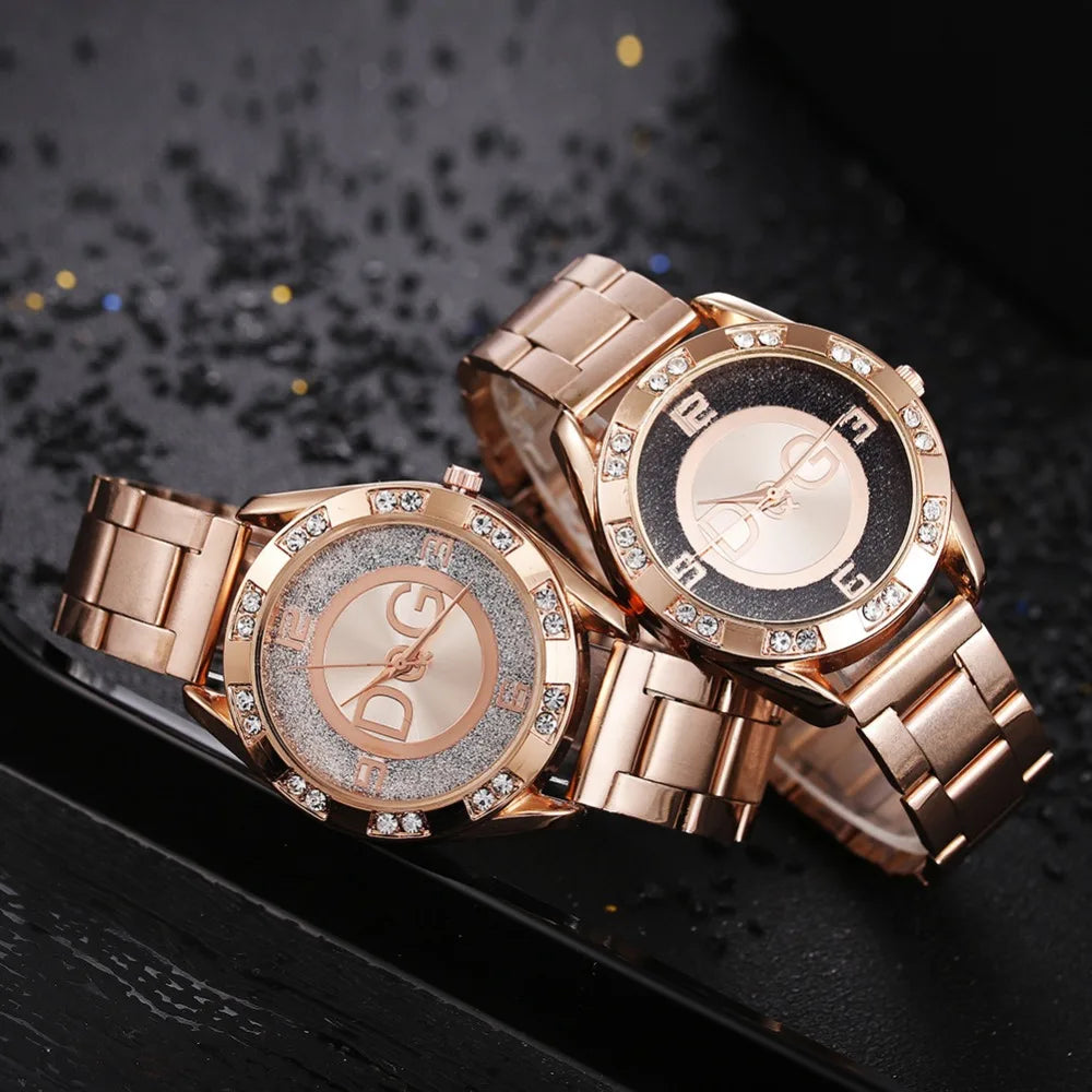 Women's Watches New Luxury Brand Fashion Rhinestone Stainless Steel Quartz Ladies Wristwatches Reloj Mujer Best Selling Montre