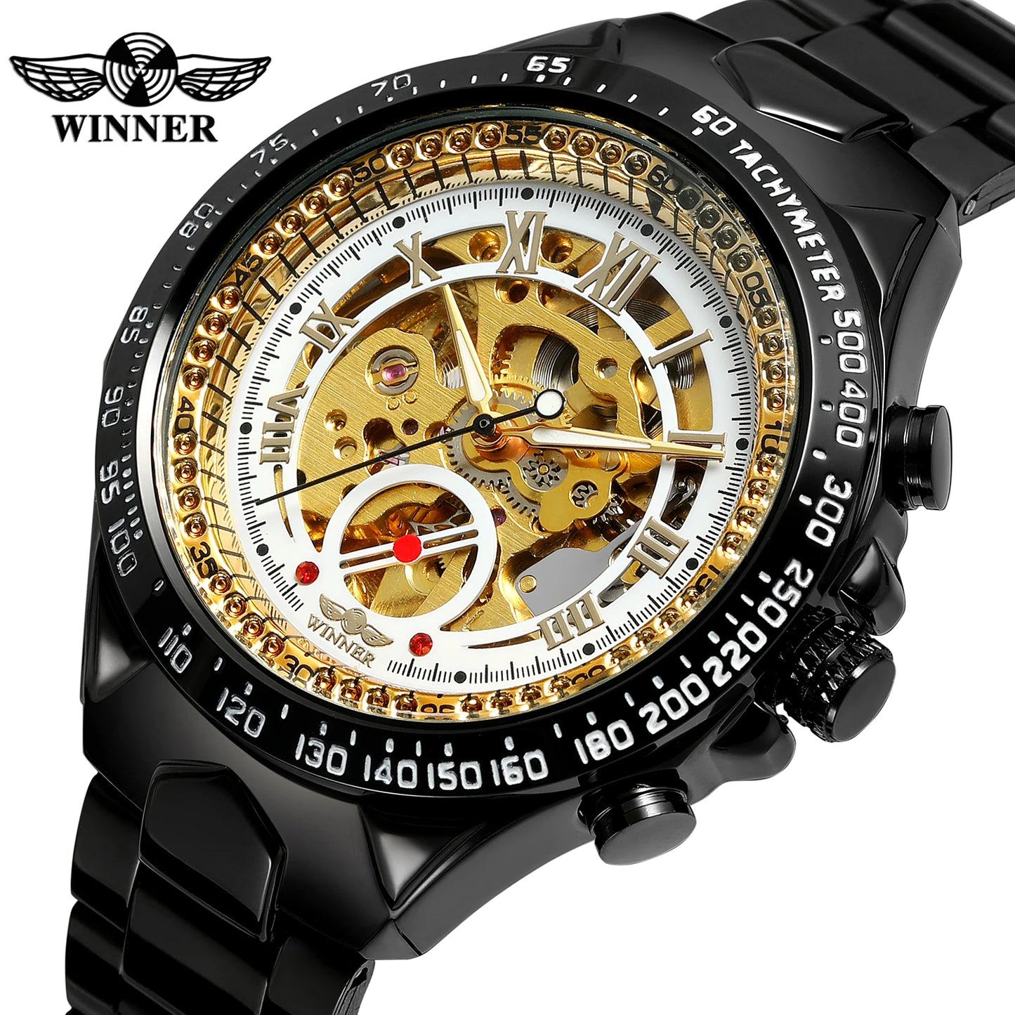 Winner Top Brand Number Army Military Sport Design Bezel Luxury Golden Man Watch Montre Homme Clock Men Automatic Skeleton