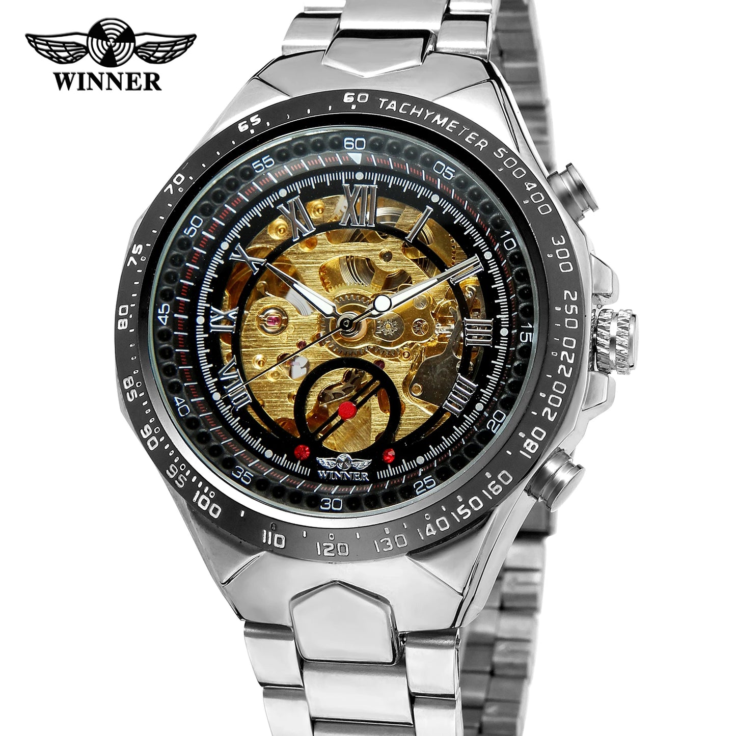 Winner Top Brand Number Army Military Sport Design Bezel Luxury Golden Man Watch Montre Homme Clock Men Automatic Skeleton