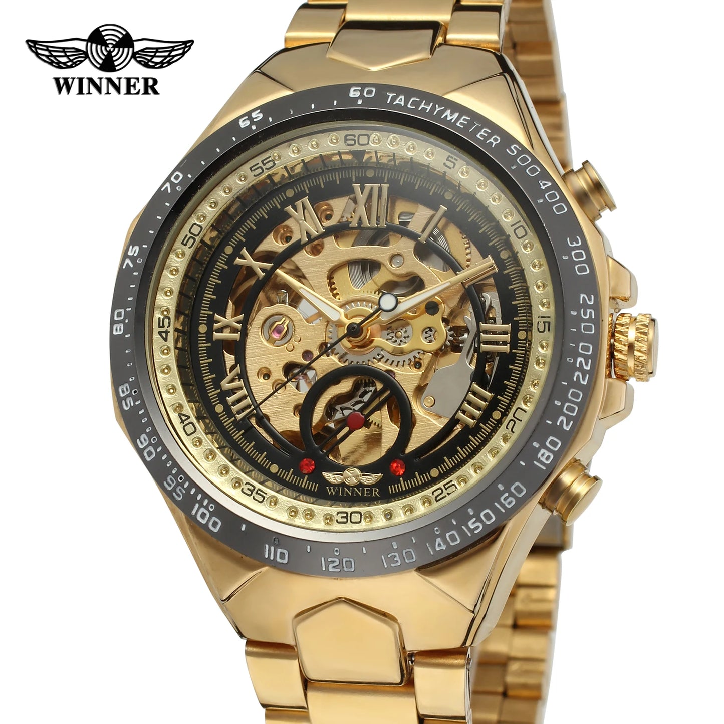 Winner Top Brand Number Army Military Sport Design Bezel Luxury Golden Man Watch Montre Homme Clock Men Automatic Skeleton