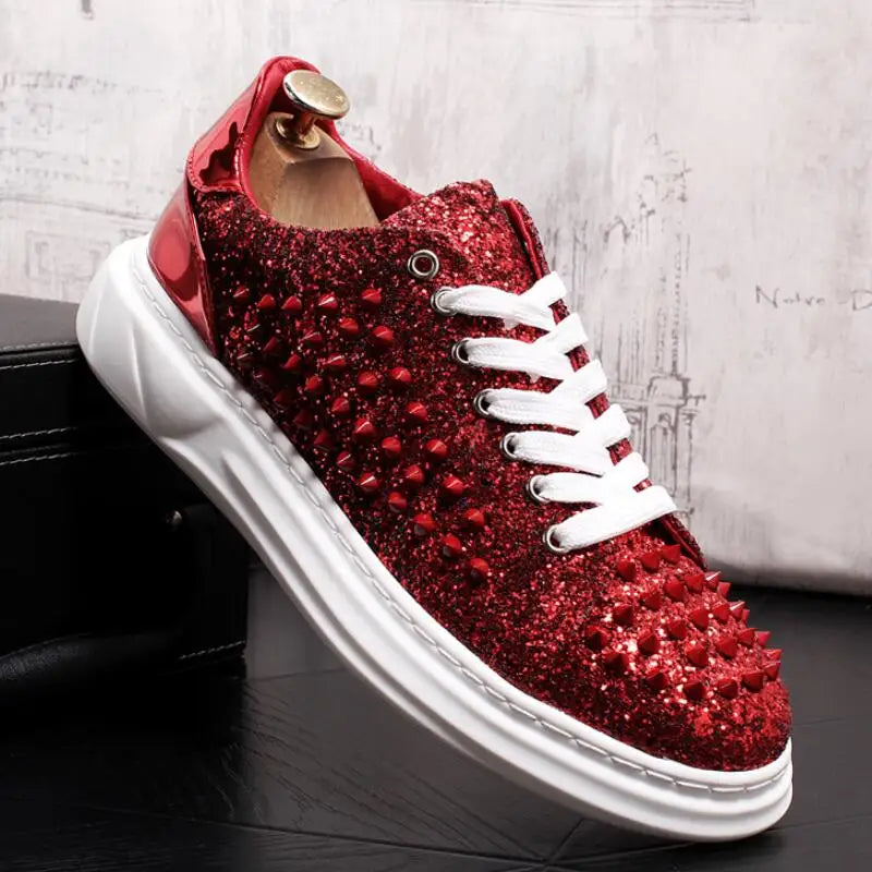 Men's loafers fashion rivets men's shoes punk sequins fashion casual shoes