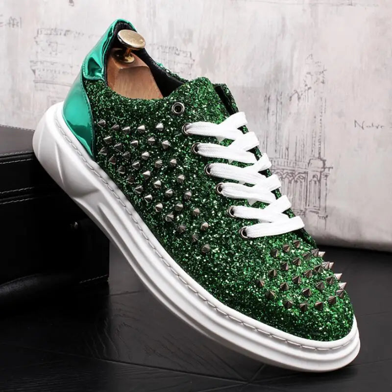 Men's loafers fashion rivets men's shoes punk sequins fashion casual shoes