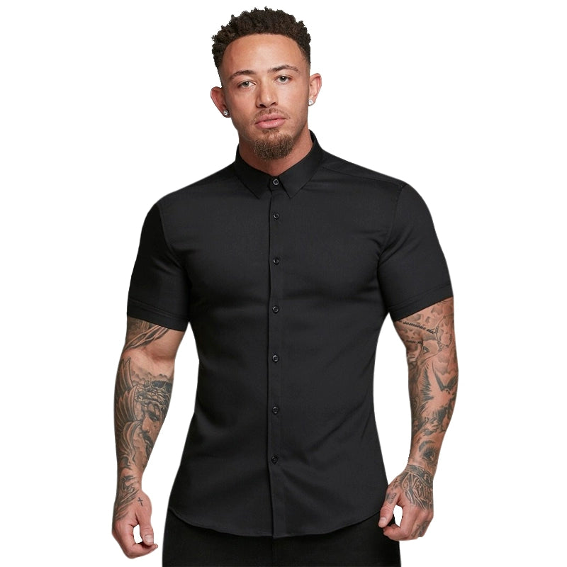 Muscle Workout Men's Stretch Breathable Short-Sleeved Shirt