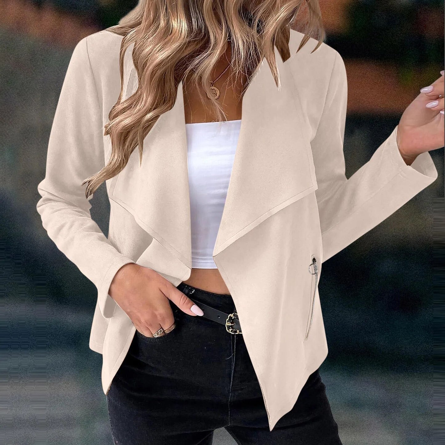 Vintage Beige Brown Color Suede Jackets Women Solid Slim Short Cardigan Tops Fall Winter Zipper Coat Lady Fashion Big Lapel Suit