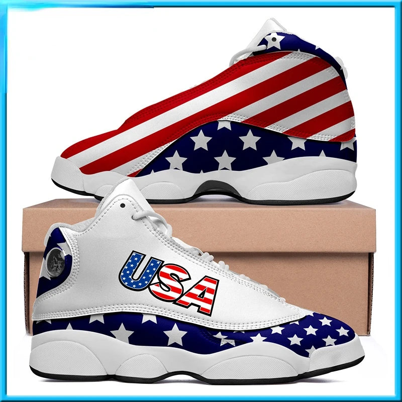 Dropshipping Print On Demand Custom Basketball Sneaker USA United States Flag Custom Print POD Shoes Free Shipping