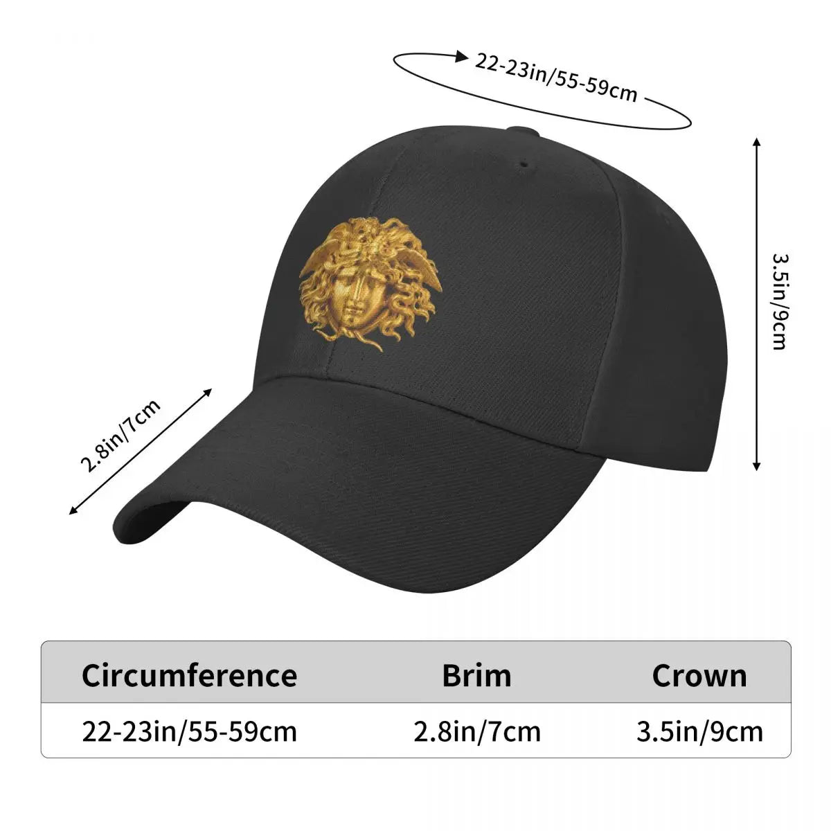 Elegant And Chic French Golden Haired Baseball Caps Adult Sun Caps Mythological Greek Medusa Hats Adjustable Polyester Golf Hats