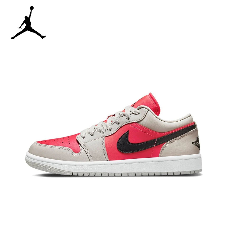 Original Air Jordan 1 Low "Black Toe"Black Red White Color Unisex Men Basketball  shoes