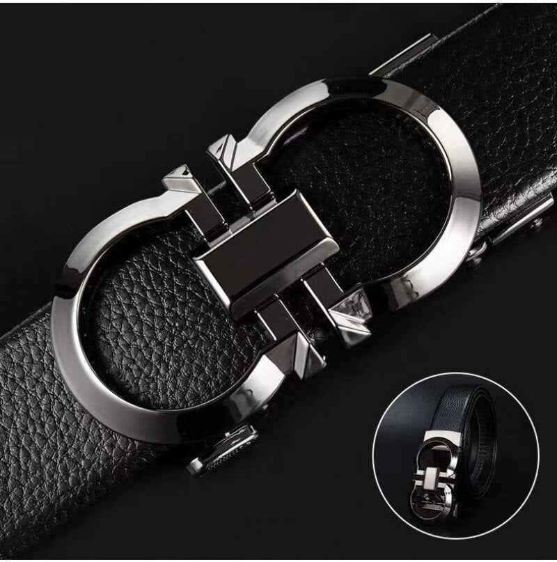 Luxury Brand Leather Men Belt High Quality Metal Automatic Buckle Waist Strap Casual Business Male Waistband Designer