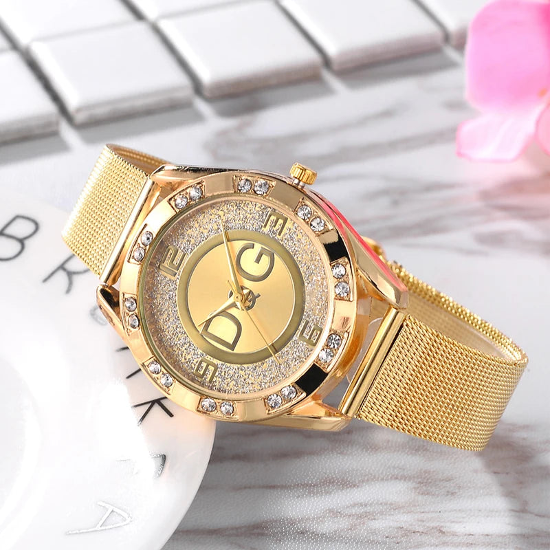 Fashion Luxury Watch Crystal Quartz Female Watch Gold Silver Stainless Steel Ladies Dress Watch  Zegarek Damski