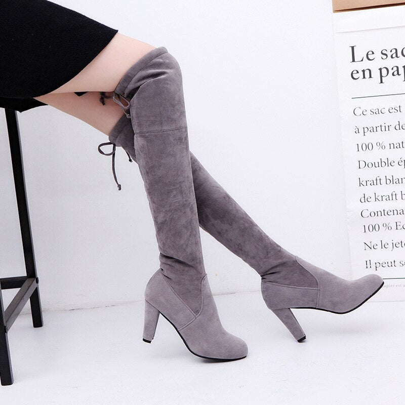 Faux Suede Slim Boots Sexy Over The Knee High Women Fashion Winter Thigh High Boots Shoes Woman Fashion Botas Mujer 2023