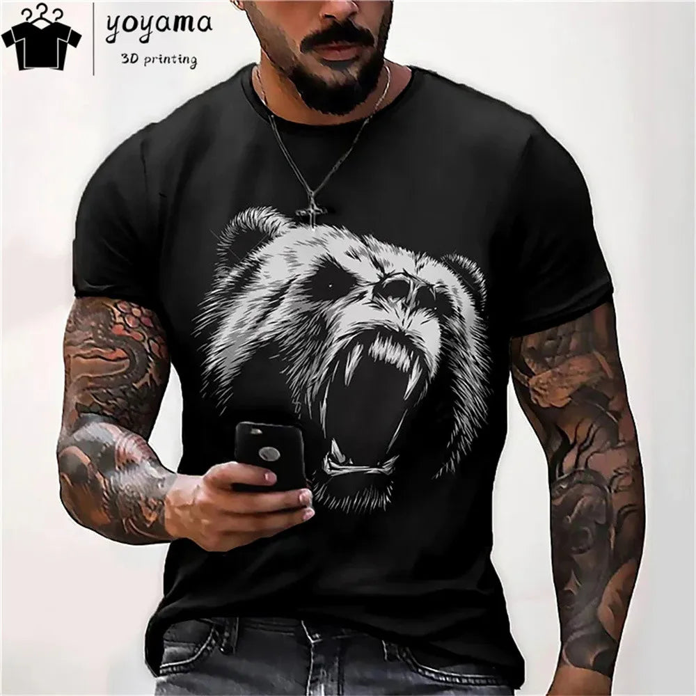 Men's T-Shirt With Print 3d Tiger Print Tees Tops Fashion Men Animal Pattern T Shirt Oversized Streetwear O-Neck Fashion Clothes