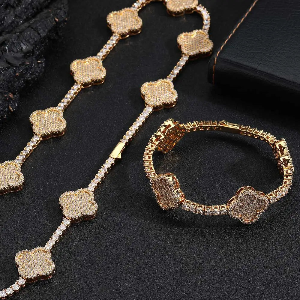 Hot Selling New Design Lucky Spring Clasp Tennis Chain Single Row 5A Zircon Cuban Link Chain Necklace For Women Jewelry