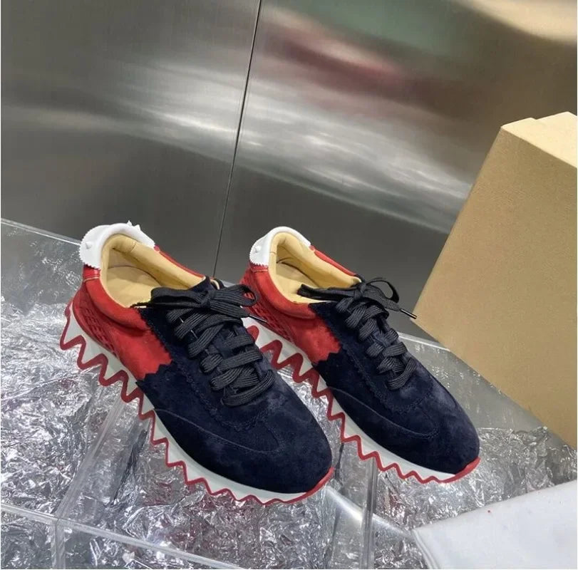 Thick Sole Clunky Sneaker Fashion Special Shape Soft Hollow Out Rivet Flat Platform Dad Shoes For Women Men Couples