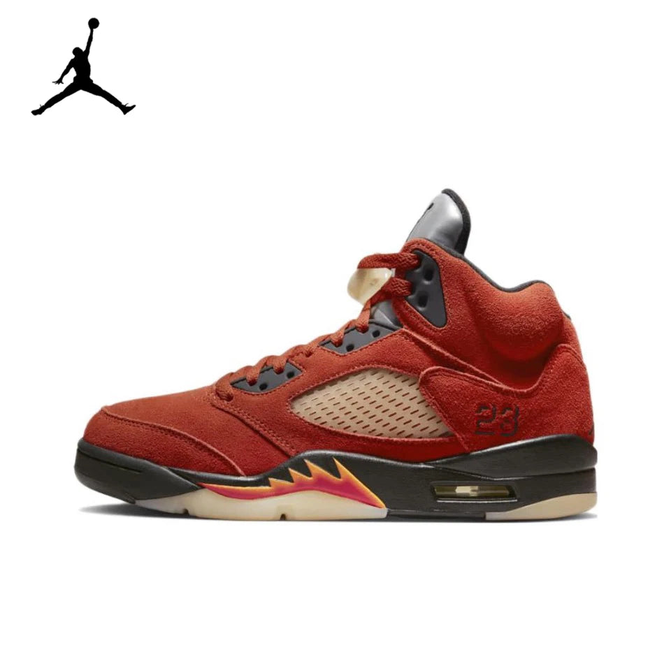 Original Air Jordan 5 'Bulls' For Men's Red and White Retro Classic Sneakers