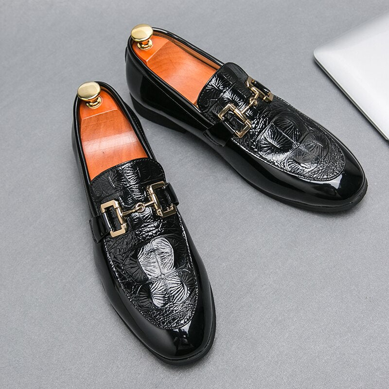 New Men's Wedding Shoes Black Patent Leather Formal Men Shoes Business Handmade Slip-On Loafers Size 38-46