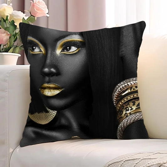 Black Gold African Lady Body Pillow Cover 40x40 Throw Pillows Decorative Cushions for Sofa Cushion Covers Pillowcase Fall Decor