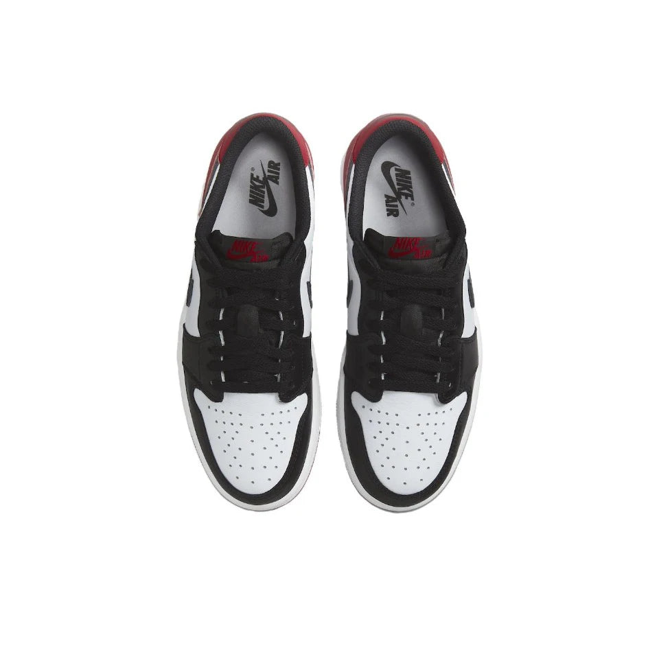 Original Air Jordan 1 Low "Black Toe"Black Red White Color Unisex Men Basketball  shoes