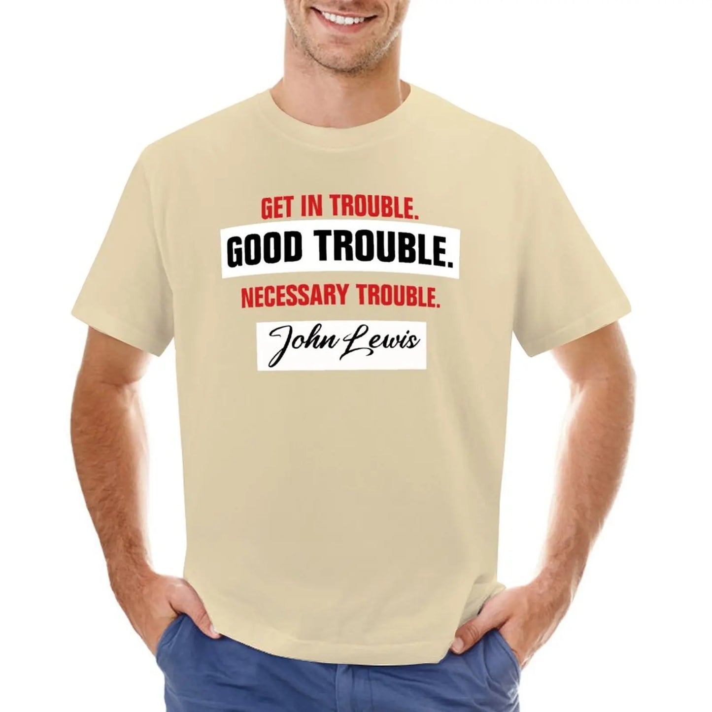 Trouble Good Trouble Necessary Trouble John Lewis T-Shirt graphic t shirt plus size tops Men's long sleeve t shirts