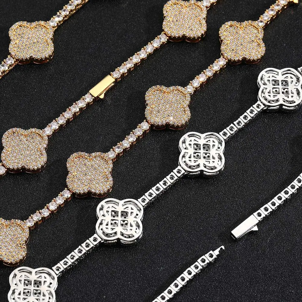 Hot Selling New Design Lucky Spring Clasp Tennis Chain Single Row 5A Zircon Cuban Link Chain Necklace For Women Jewelry