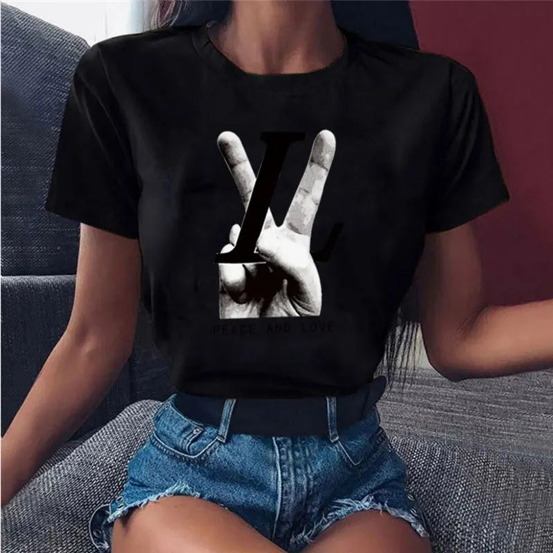 2024 Summer men's T-shirt top short-sleeved casual fashion brand printed oversized women's T-shirt street men and women clothes