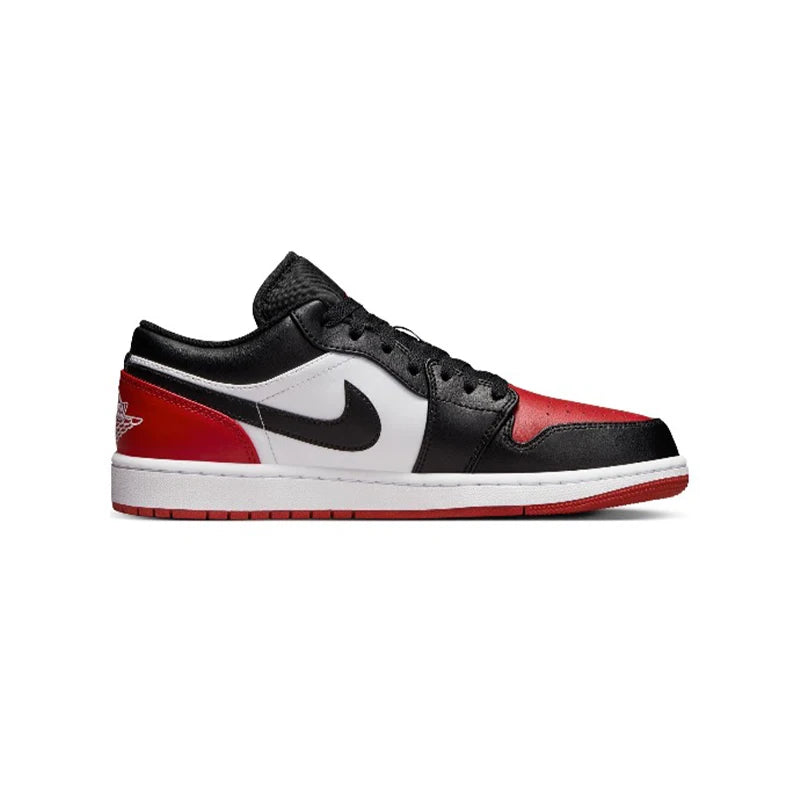 Air Jordan 1 Breathable low cut retro black and red toe basketball shoes