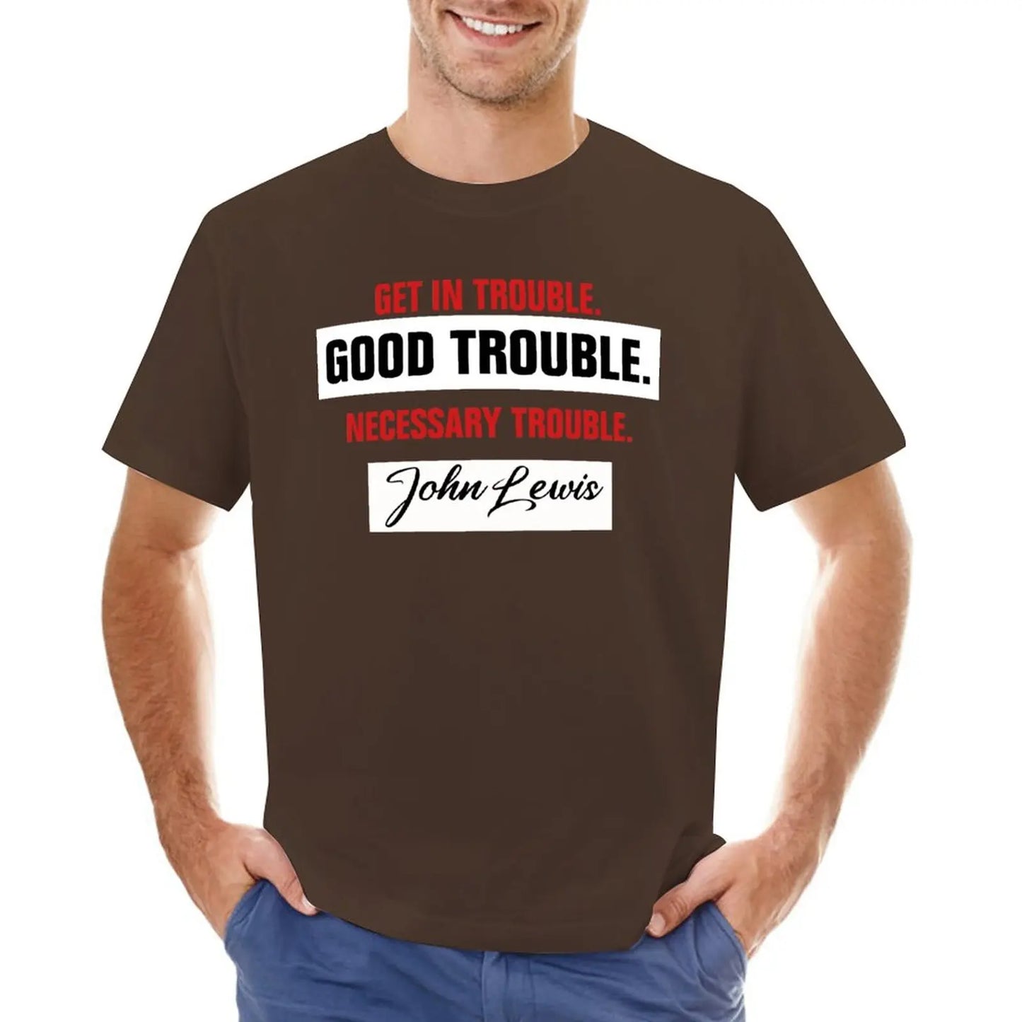 Trouble Good Trouble Necessary Trouble John Lewis T-Shirt graphic t shirt plus size tops Men's long sleeve t shirts