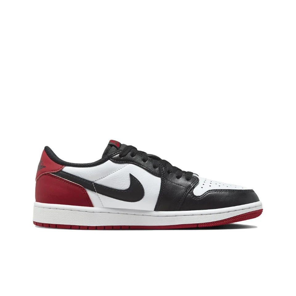 Original Air Jordan 1 Low "Black Toe"Black Red White Color Unisex Men Basketball  shoes