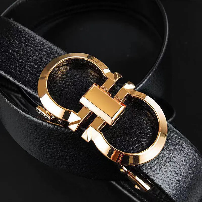 Luxury Brand Leather Men Belt High Quality Metal Automatic Buckle Waist Strap Casual Business Male Waistband Designer