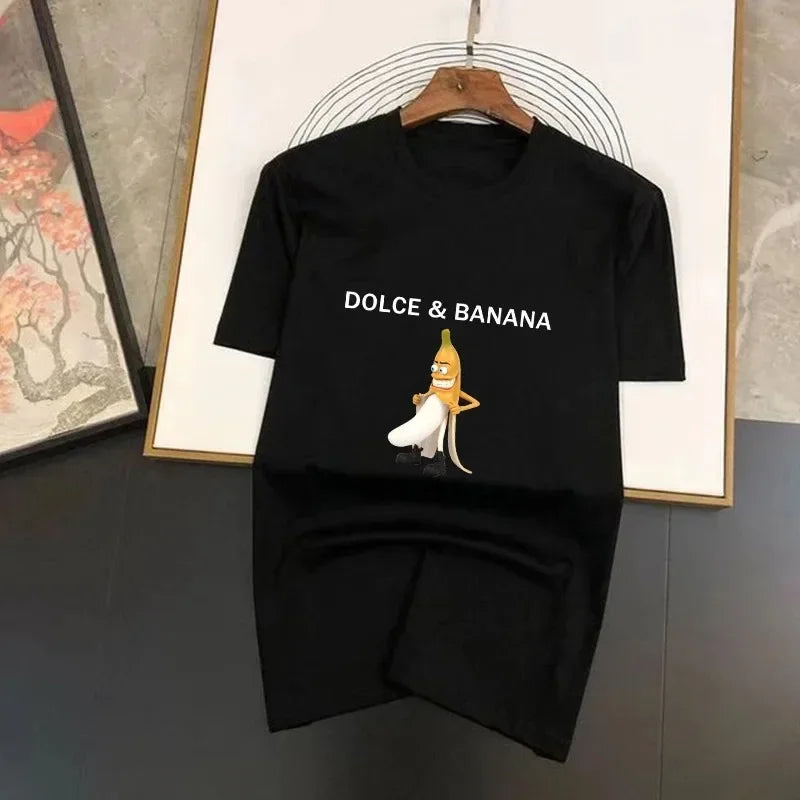 Dolce & Banana Cute Print Spring/Summer T-Shirt Men's Women's Short Sleeve Top Casual Pattern Oversized Fabric