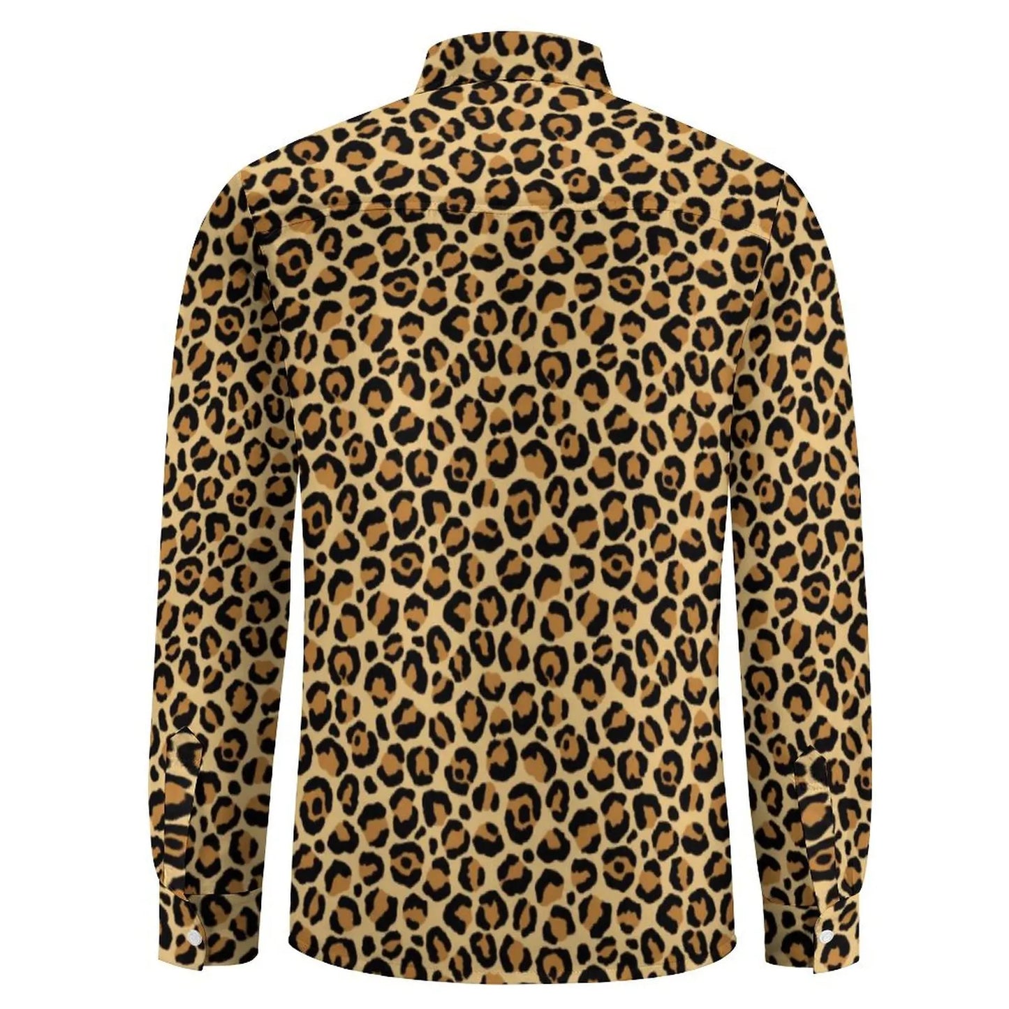 Men's Shirt Classic Leopard Casual Shirts Long Sleeve Animal Spots Print Breathable Blouse Spring Loose Graphic Oversized Tops