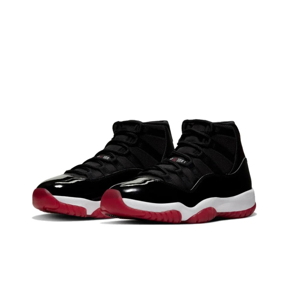 Original Air Jordan 11 For Men Black Red White Classic Retro Basketball Sneakers