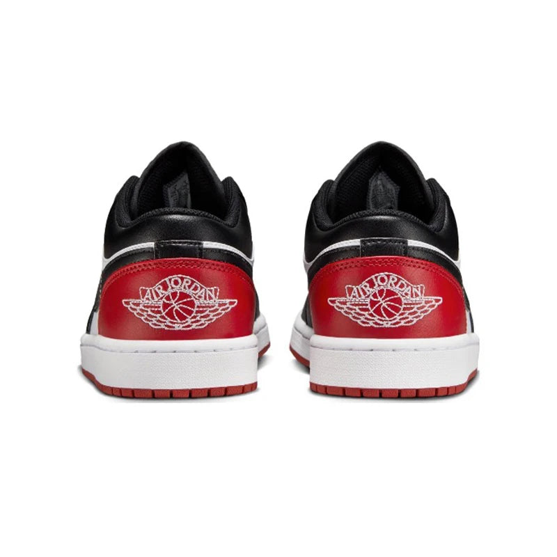 Air Jordan 1 Breathable low cut retro black and red toe basketball shoes