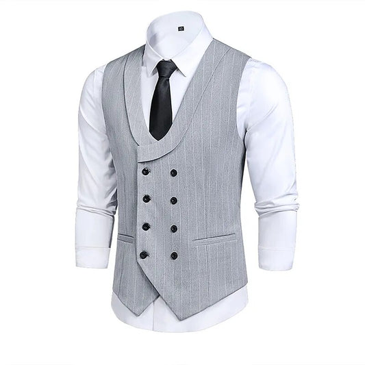 Striped Double-breasted suit vest Men's Sleeveless suit vest Men's formal suit vest Wedding