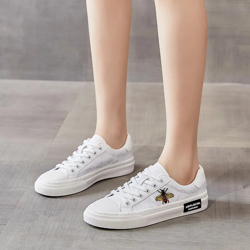 European station canvas women's shoes spring thin breathable low-top casual white shoes trend fashionable hundred board shoes