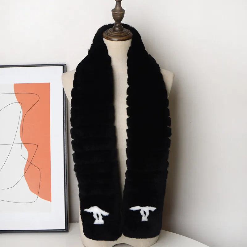new fasion womens designer scarves scarf rex rabbit fur warm doublesided scarf