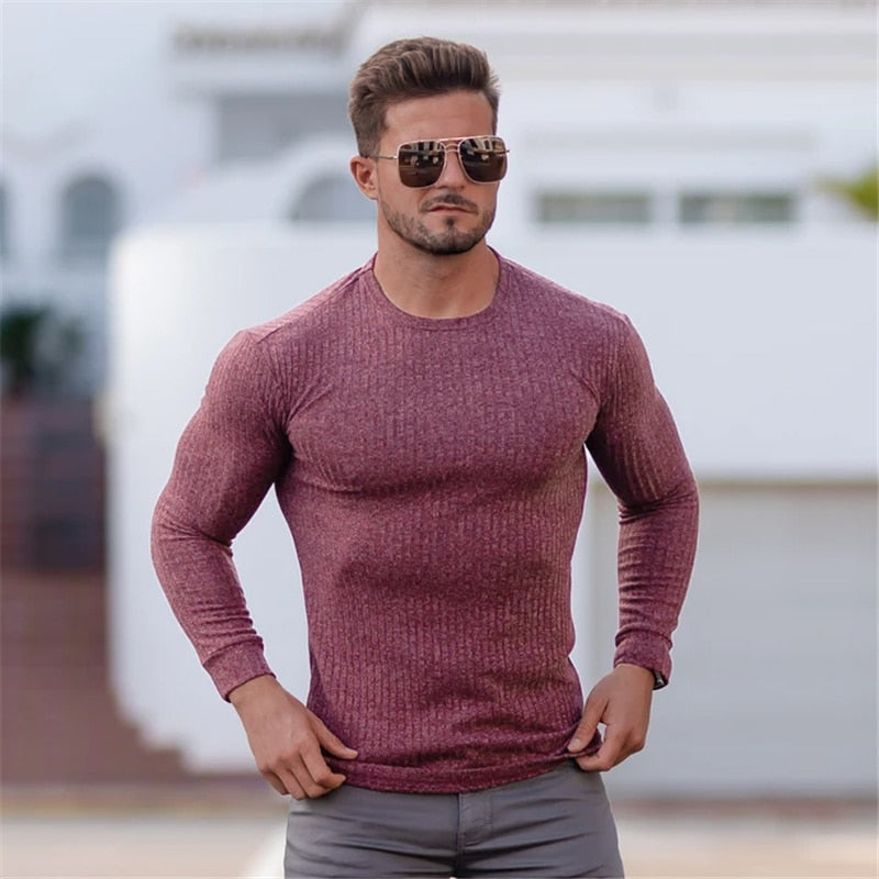 New Autumn Winter Turtleneck Thin Mens Sweaters Casual Roll Neck Solid  Color Warm Slim Fit Sweaters