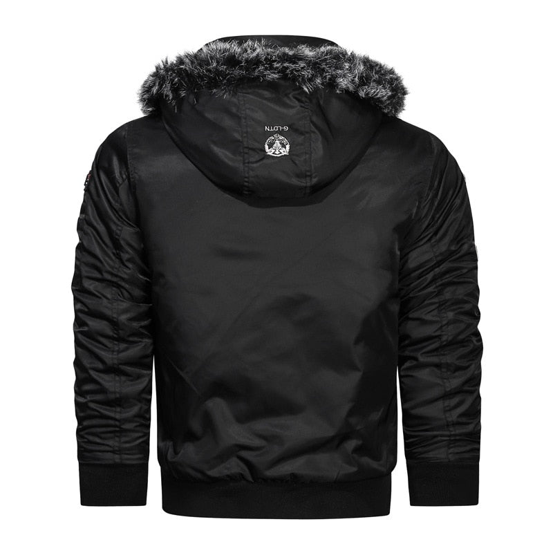DIMUSI Winter Men's Bomber Jacket Casual Outdoor Hiking Windbreaker Thermal Hooded Coats Male Fleece Warm Parkas Clothing
