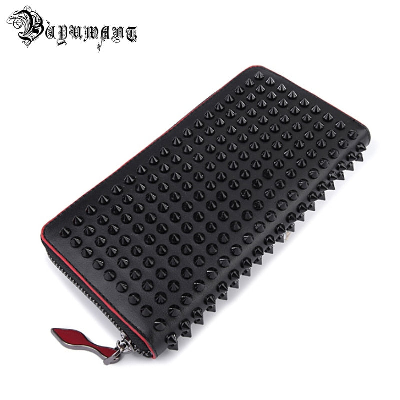 Buyuwant Rock stud Rivet women genuine leather wallet leather purse fashion long wallet clutch bag women&#39;s handbags GN-WL-flszcd