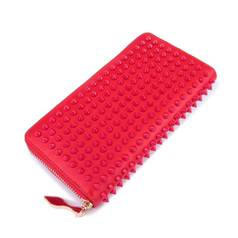 Buyuwant Rock stud Rivet women genuine leather wallet leather purse fashion long wallet clutch bag women&#39;s handbags GN-WL-flszcd