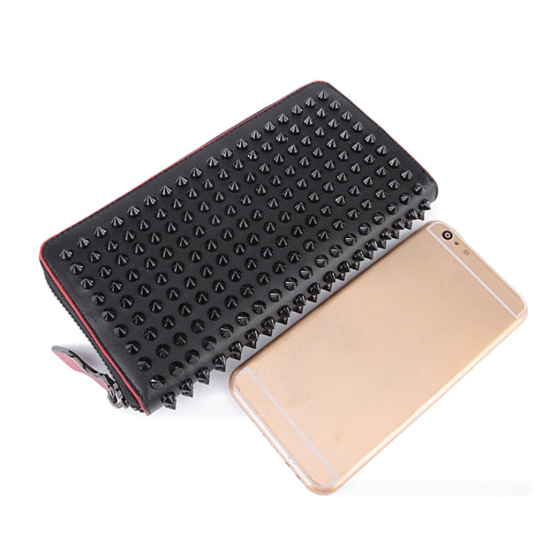 Buyuwant Rock stud Rivet women genuine leather wallet leather purse fashion long wallet clutch bag women&#39;s handbags GN-WL-flszcd