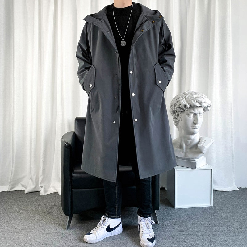 Men&#39;s Autumn New Hooded Jacket Korean Streetwear Oversize Coats Korean Streetwear Fashion Male Clothing Hip Hop Loose Jackets