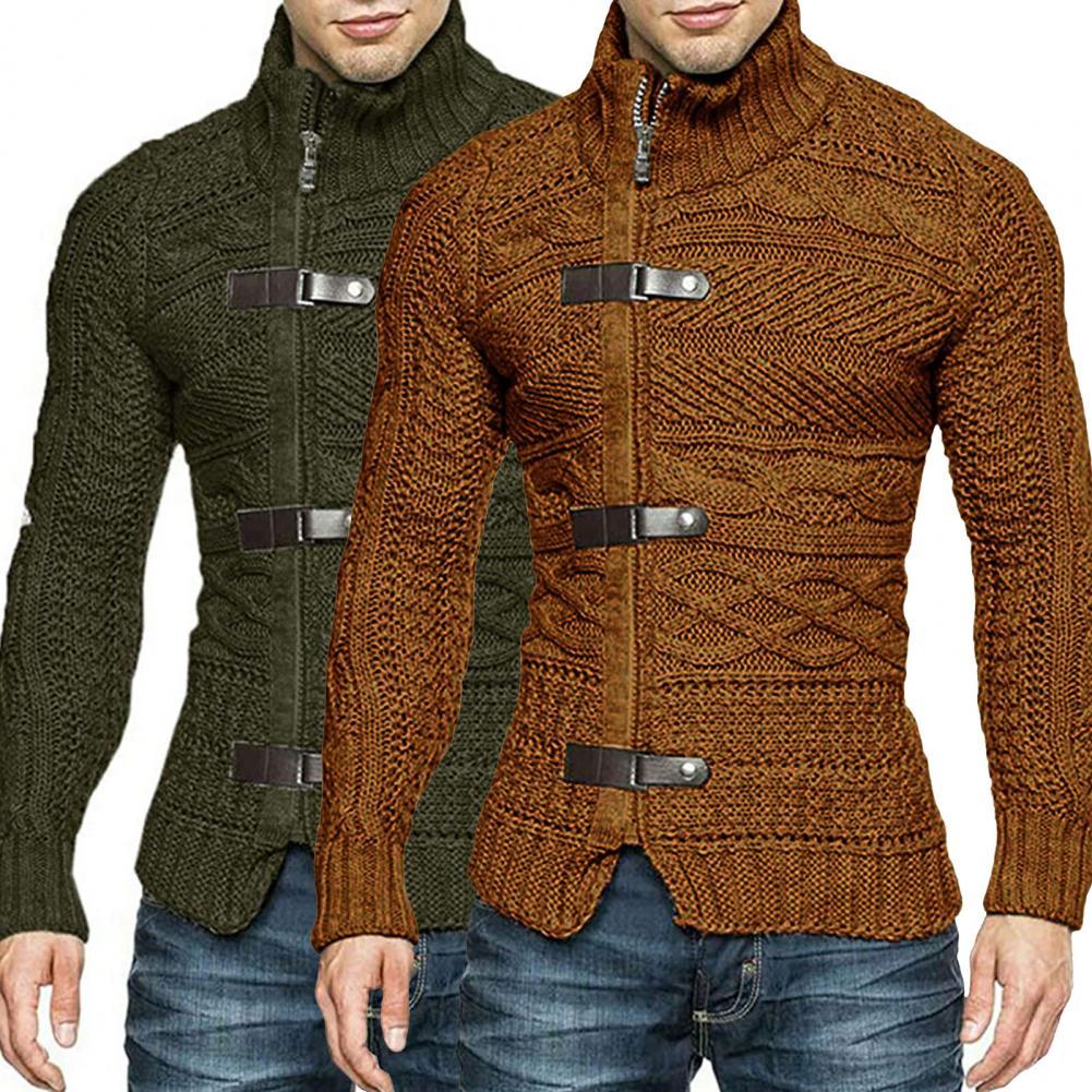 Men&#39;s Sweaters Stretchy Stylish Acrylic Fiber Loose Sweater Coat Causal-Solid Color Slim Fit Turtleneck Pullovers Sweater