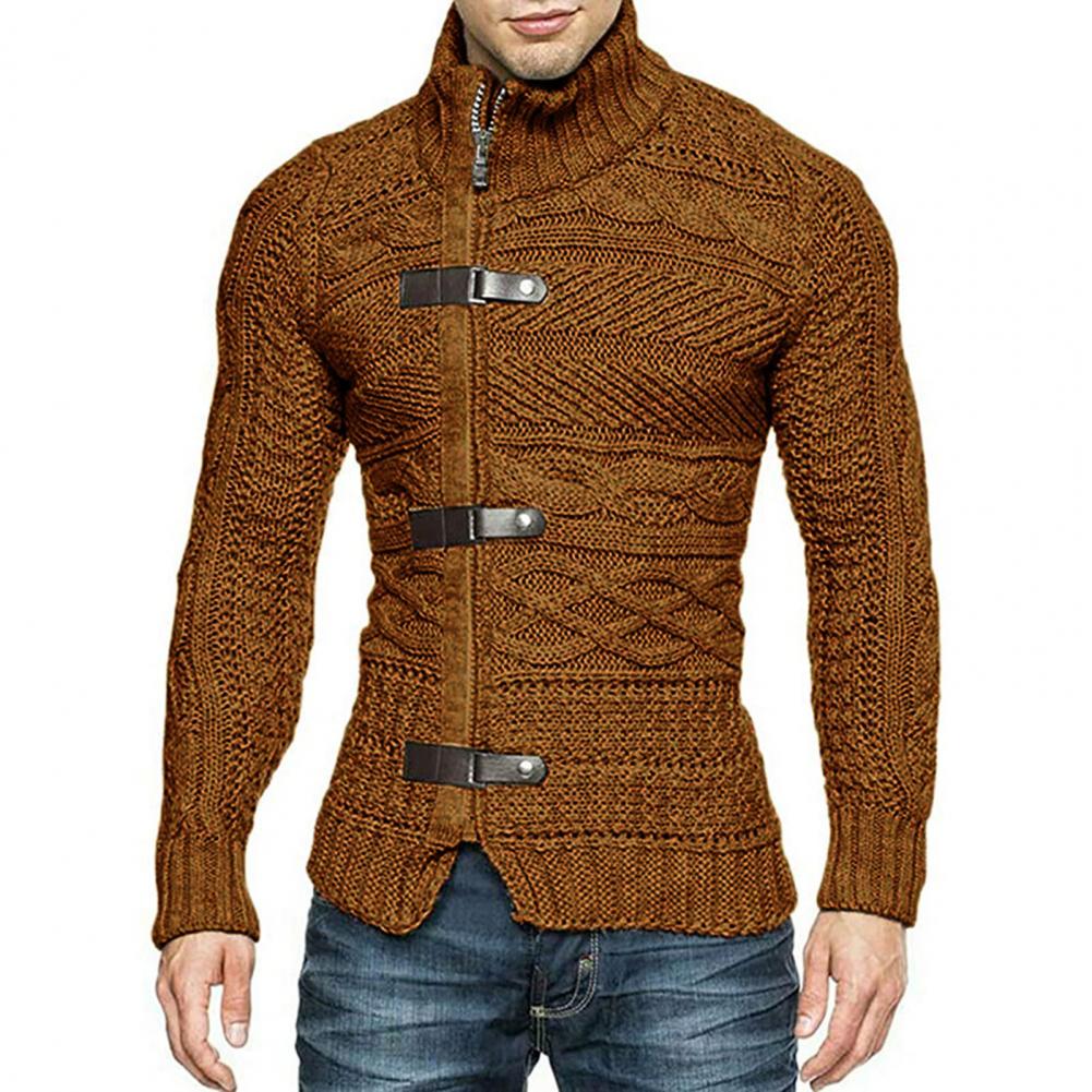 Men&#39;s Sweaters Stretchy Stylish Acrylic Fiber Loose Sweater Coat Causal-Solid Color Slim Fit Turtleneck Pullovers Sweater