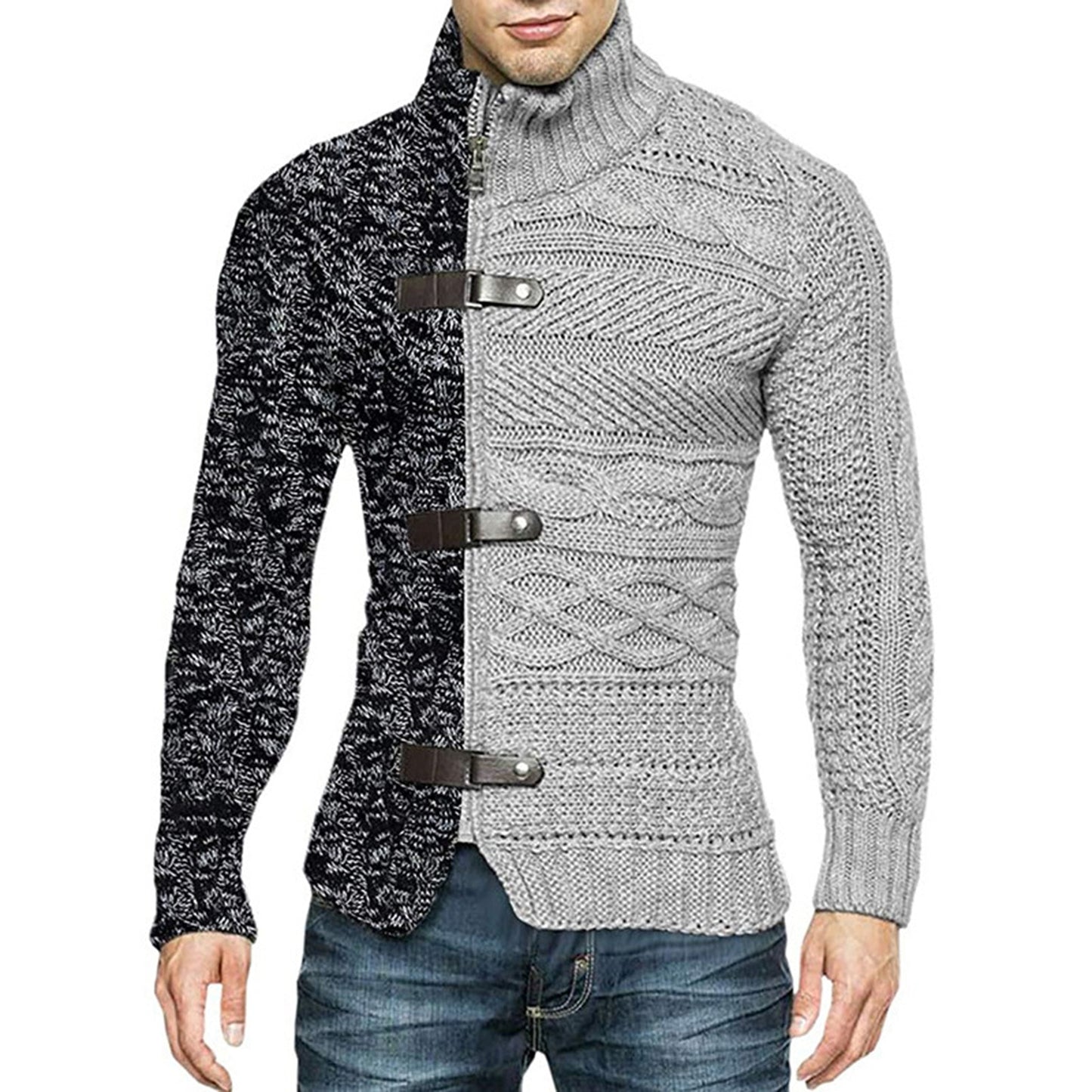 Men&#39;s Sweaters Stretchy Stylish Acrylic Fiber Loose Sweater Coat Causal-Solid Color Slim Fit Turtleneck Pullovers Sweater