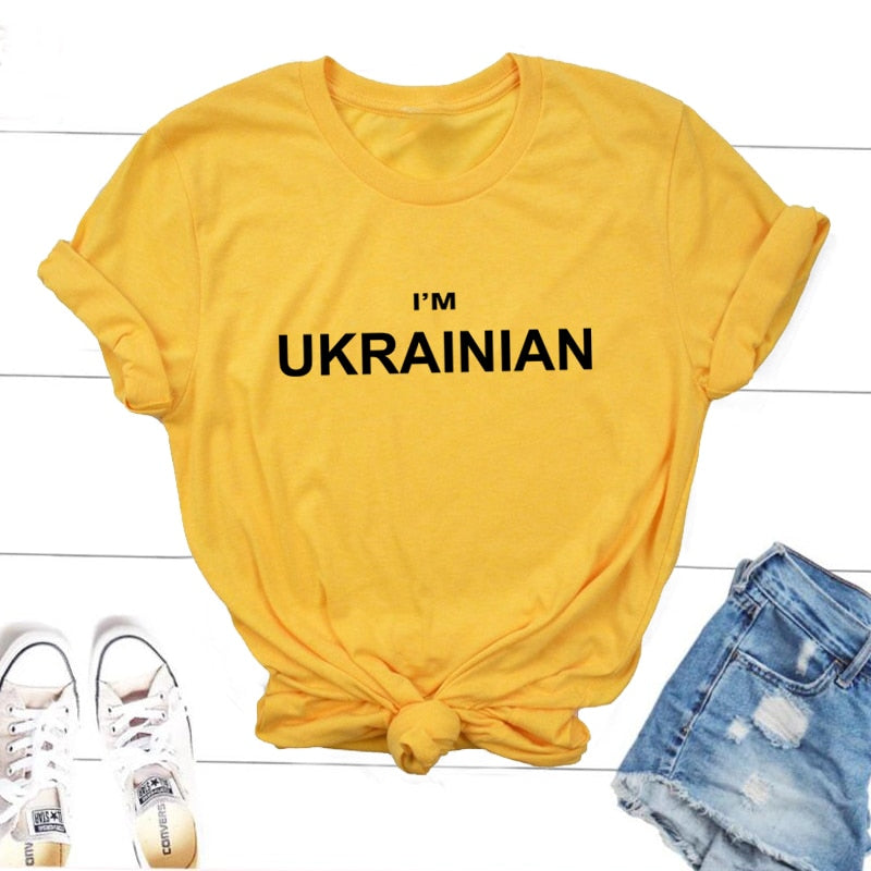 I'm Ukrainian T-Shirt Women Men Casual Letter Print Ukraine Lover T Shirt Harajuku Short Sleeve Tee Shirt Cotton Female Clothing