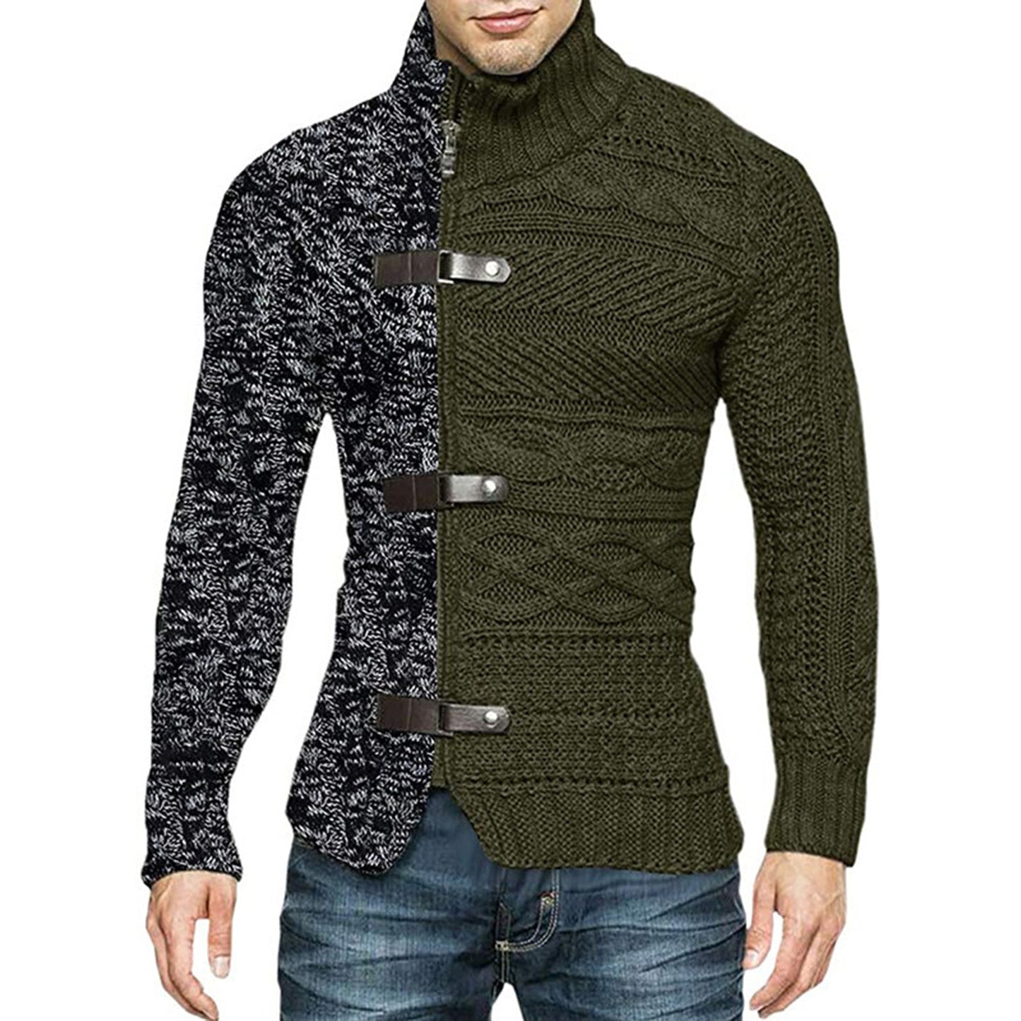 Men&#39;s Sweaters Stretchy Stylish Acrylic Fiber Loose Sweater Coat Causal-Solid Color Slim Fit Turtleneck Pullovers Sweater