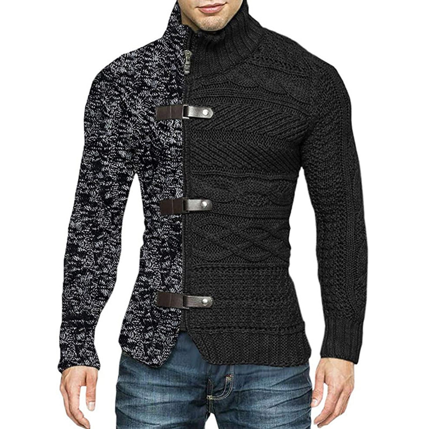 Men&#39;s Sweaters Stretchy Stylish Acrylic Fiber Loose Sweater Coat Causal-Solid Color Slim Fit Turtleneck Pullovers Sweater