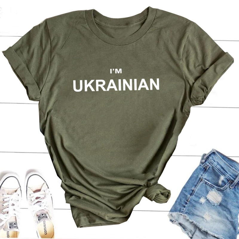 I'm Ukrainian T-Shirt Women Men Casual Letter Print Ukraine Lover T Shirt Harajuku Short Sleeve Tee Shirt Cotton Female Clothing