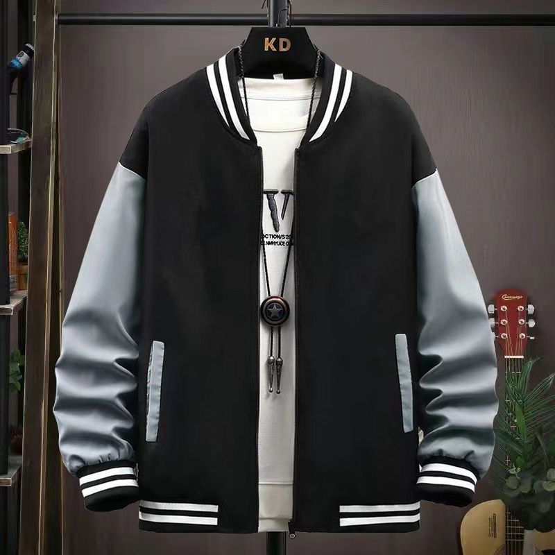 Spring and Autumn Coat Men's Jacket Baseball Suit Trend Handsome First Senior High School Coat Plus Velvet